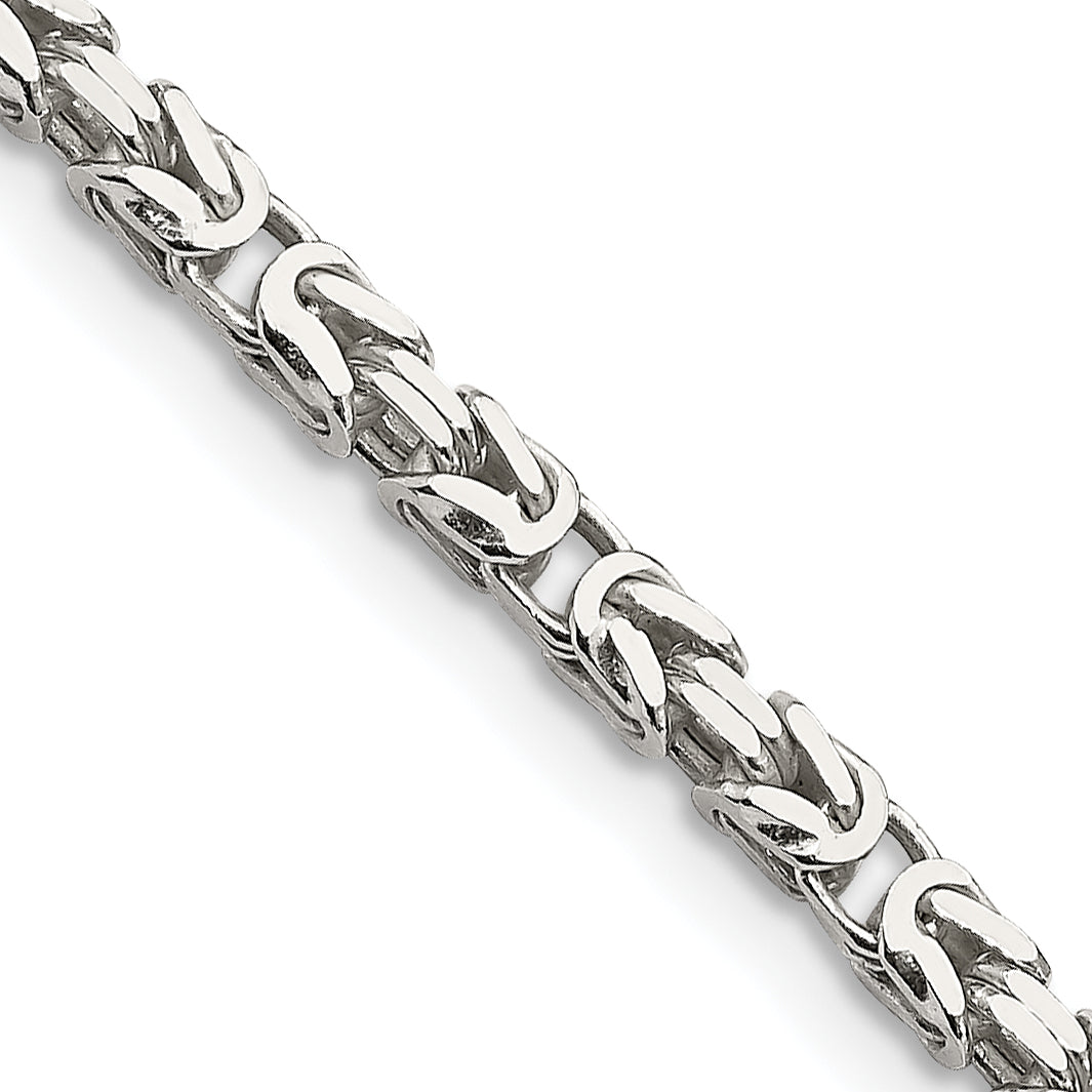 28 Inch Sterling Silver 2.5mm Byzantine Chain