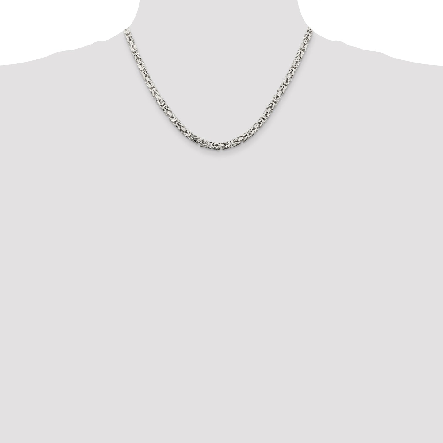 18 Inch Sterling Silver 4.25mm Byzantine Chain