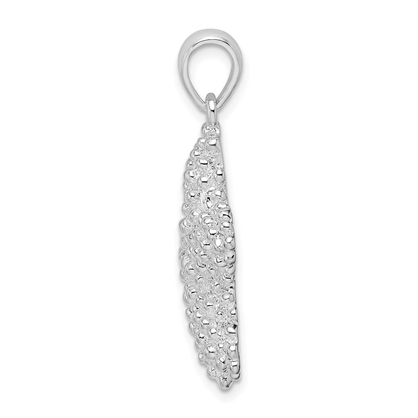 Sterling Silver De-Ani Rhodium-Plated Polished And Textured Starfish Pendant