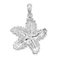 Sterling Silver De-Ani Rhodium-Plated Polished And Textured Starfish Pendant