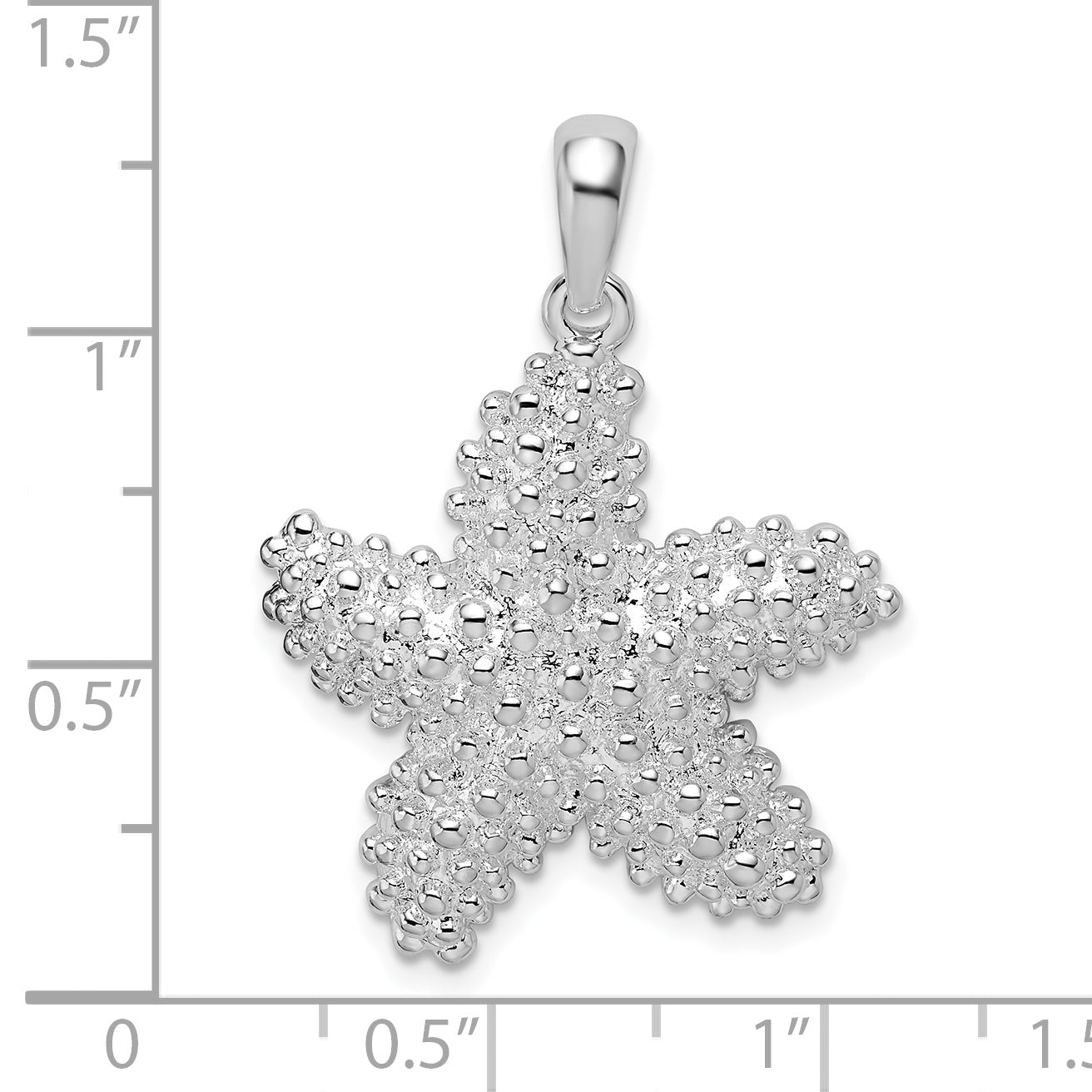 Sterling Silver De-Ani Rhodium-Plated Polished And Textured Starfish Pendant