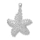 Sterling Silver De-Ani Rhodium-Plated Polished And Textured Starfish Pendant