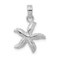 Sterling Silver De-Ani Rhodium-Plated Polished And Textured Small Starfish Pendant