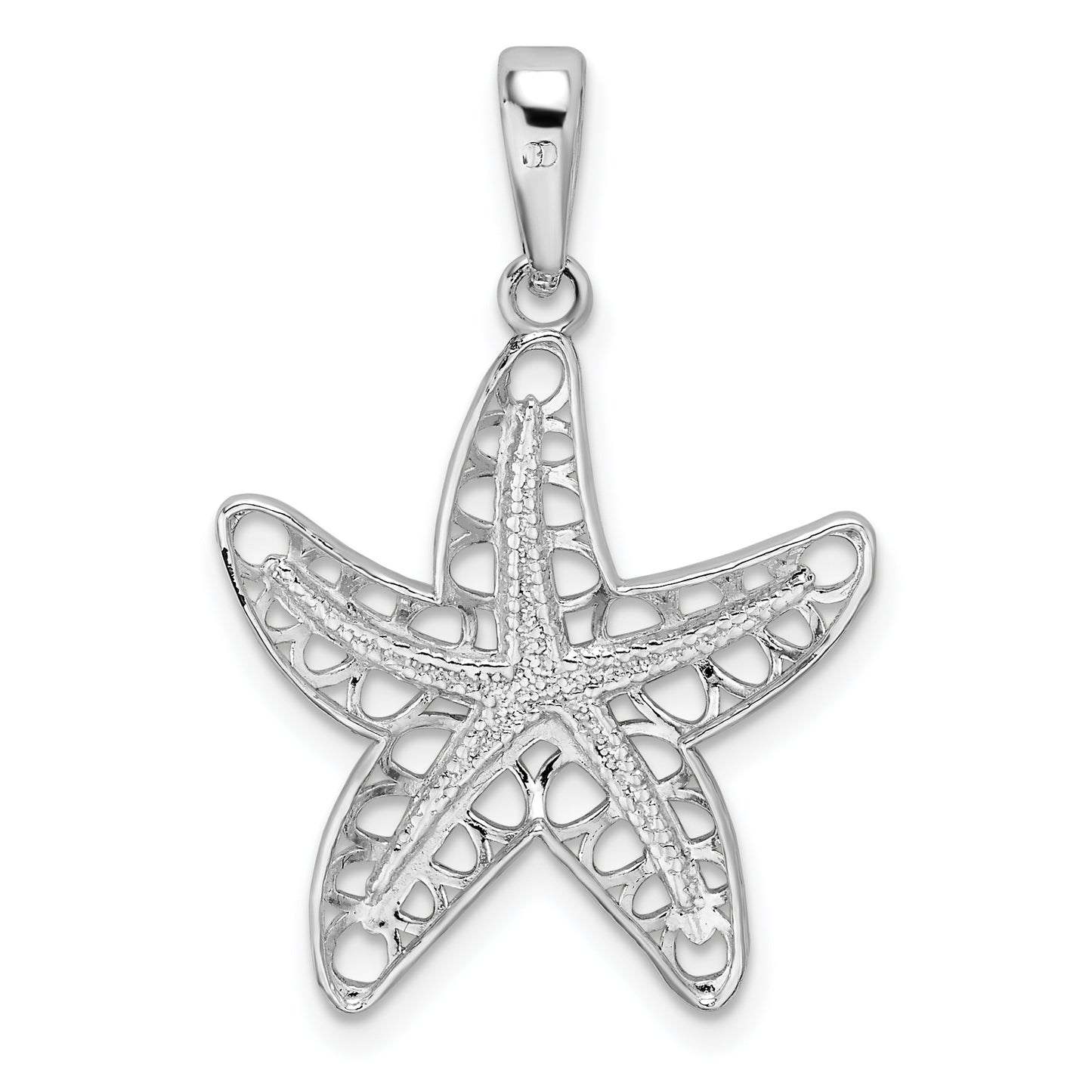 Sterling Silver De-Ani Rhodium-Plated Polished Cut-Out Starfish Pendant