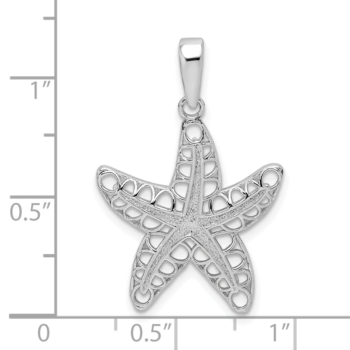 Sterling Silver De-Ani Rhodium-Plated Polished Cut-Out Starfish Pendant