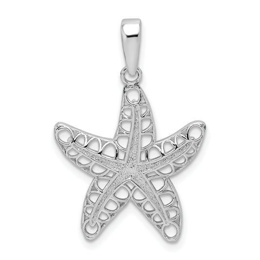 Sterling Silver De-Ani Rhodium-Plated Polished Cut-Out Starfish Pendant