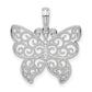 Sterling Silver De-Ani Rhodium-Plated Polished Filigree Wing Butterfly Pendant