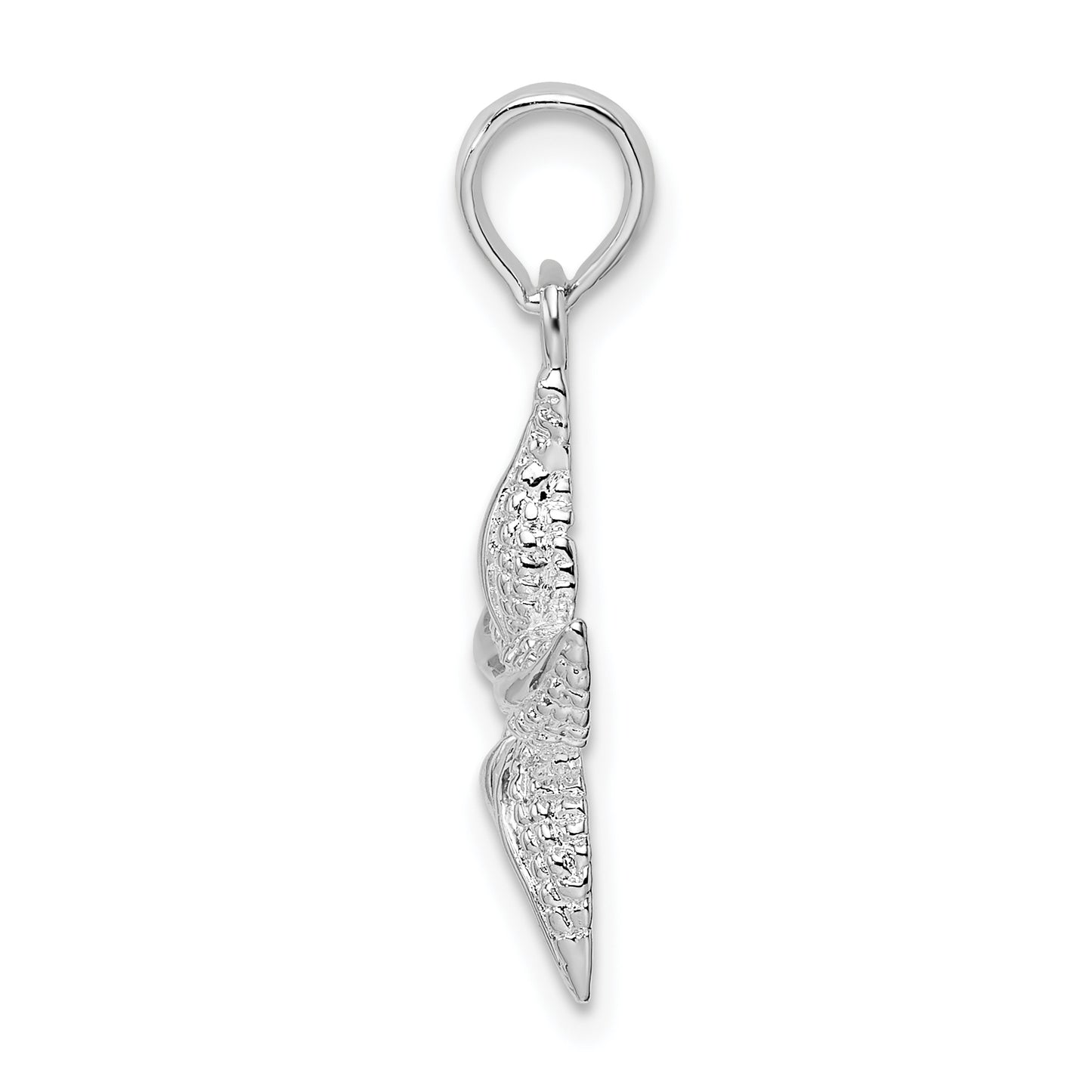 Sterling Silver De-Ani Rhodium-Plated Polished And Textured Starfish Pendant