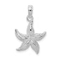 Sterling Silver De-Ani Rhodium-Plated Polished And Textured Starfish Pendant