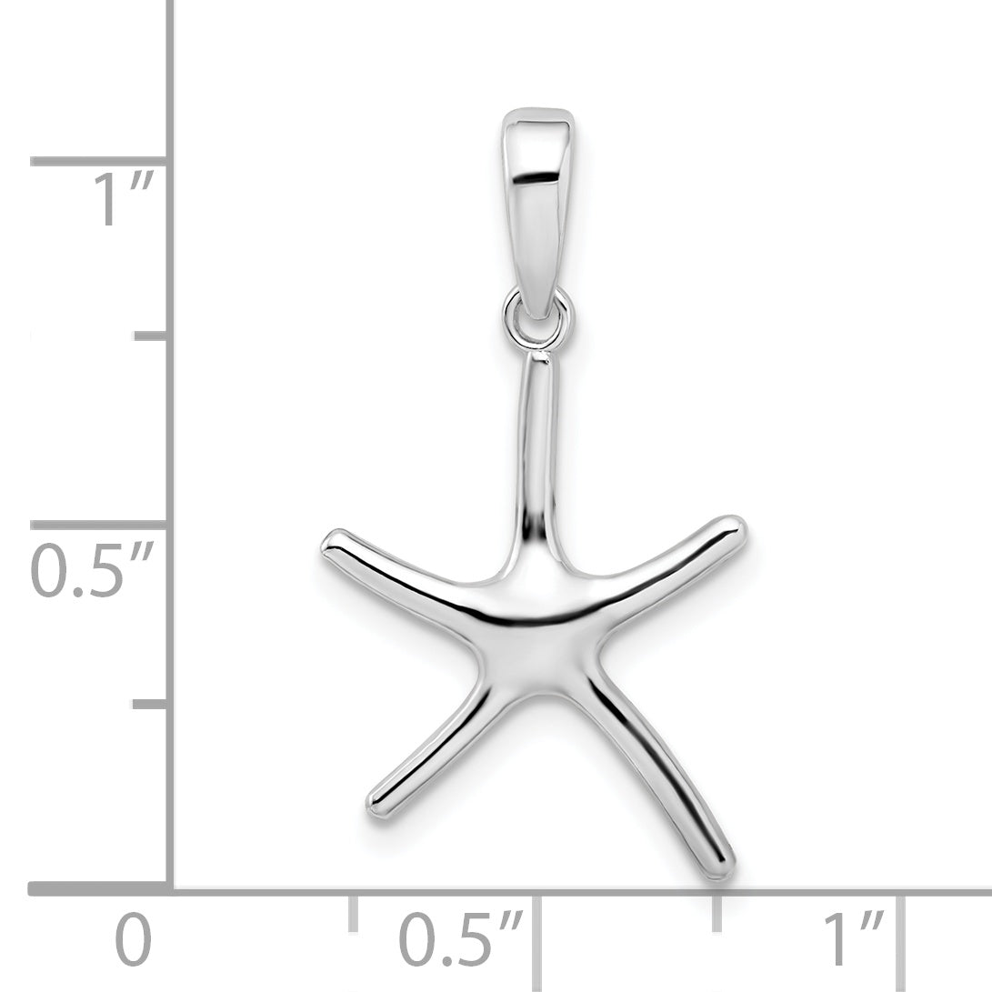 Sterling Silver De-Ani Rhodium-Plated Polished Starfish Pendant