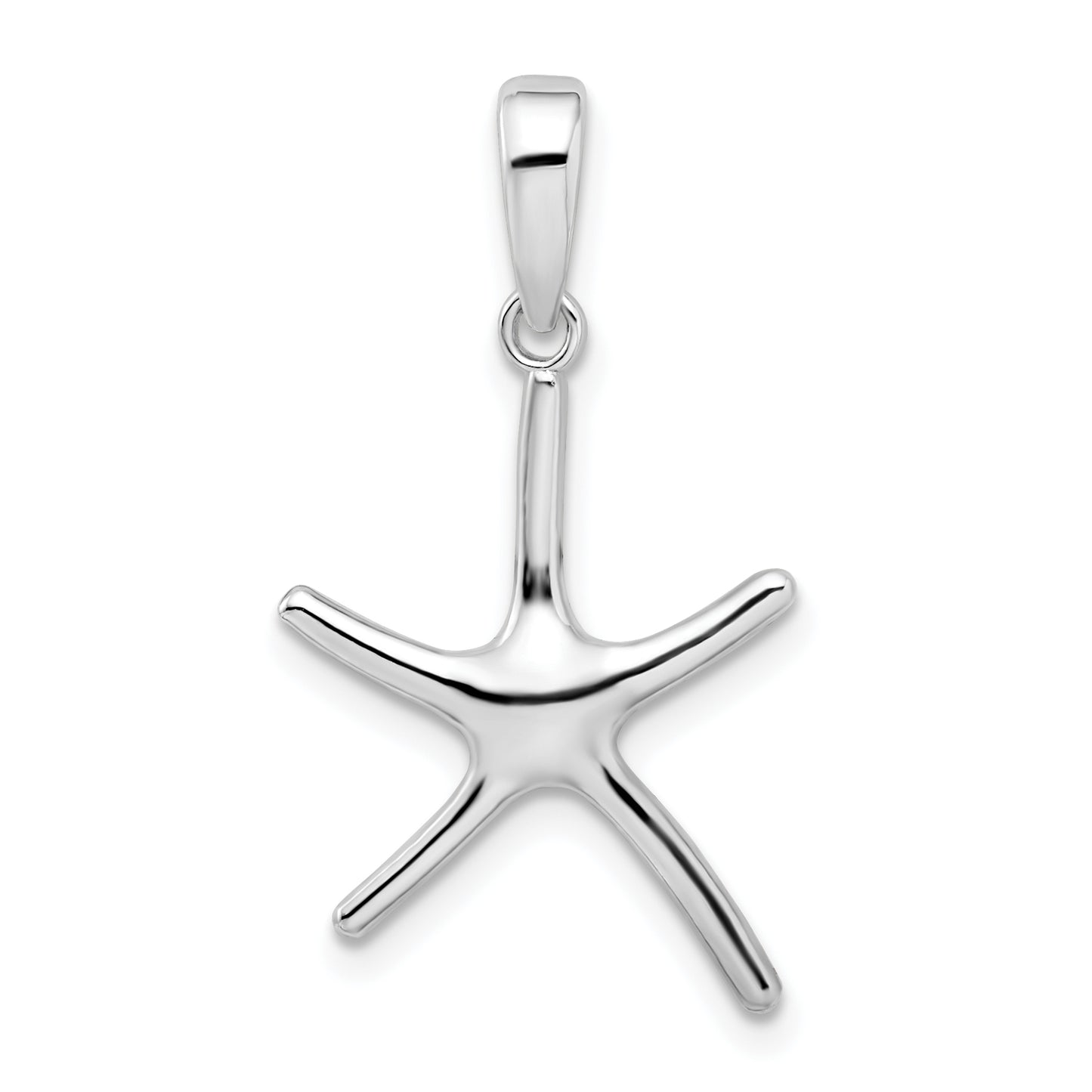 Sterling Silver De-Ani Rhodium-Plated Polished Starfish Pendant