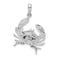 Sterling Silver De-Ani Rhodium-Plated Polished Stone Crab Pendant