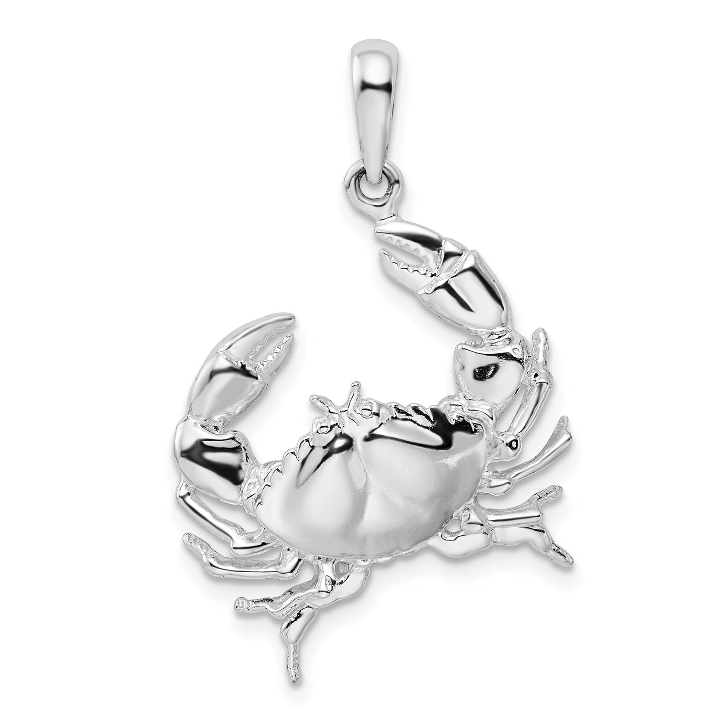 Sterling Silver De-Ani Rhodium-Plated Polished Stone Crab Pendant