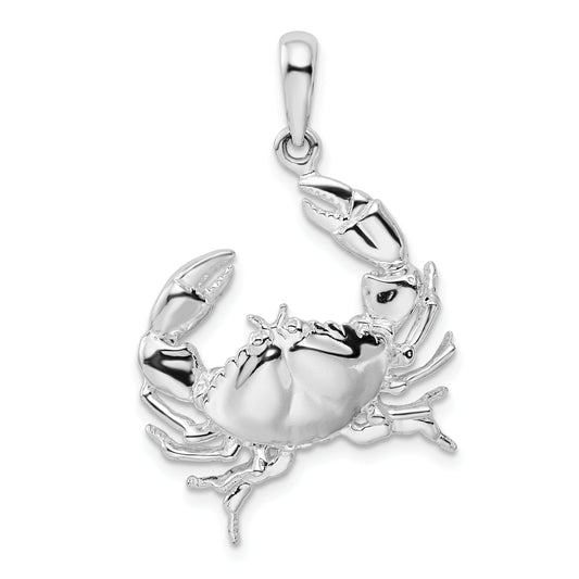 Sterling Silver De-Ani Rhodium-Plated Polished Stone Crab Pendant