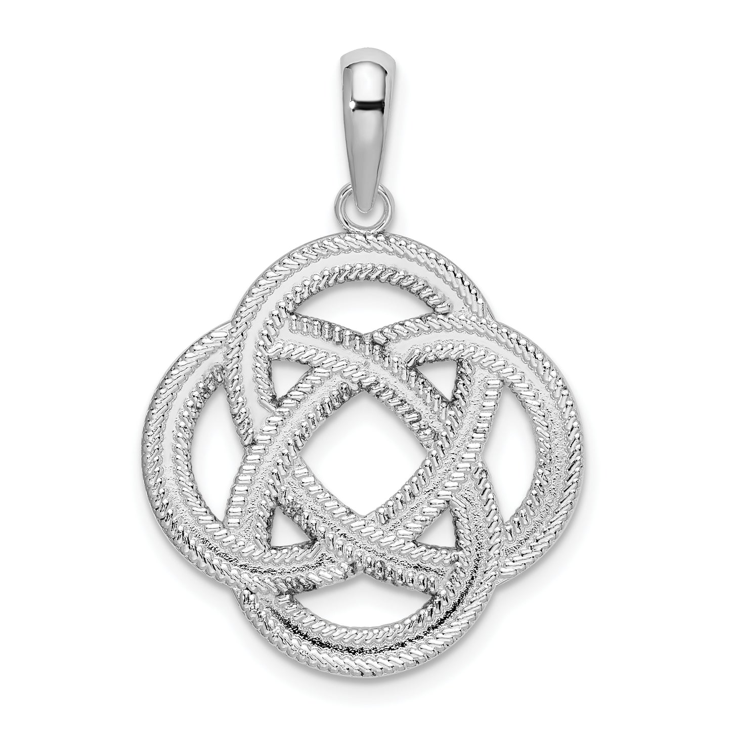 Sterling Silver De-Ani Rhodium-Plated Polished Celtic Circle Eternity Knot Pendant