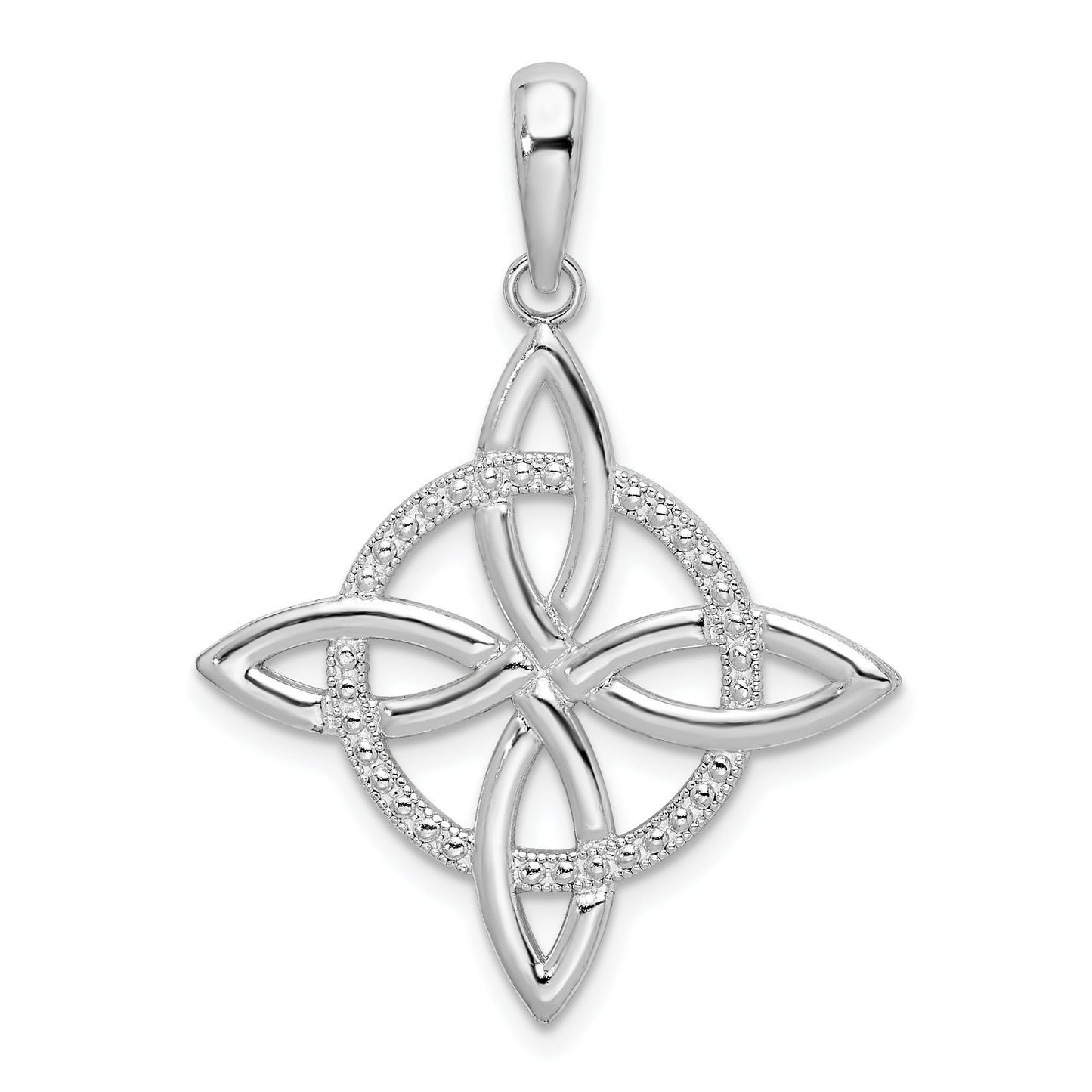 Sterling Silver De-Ani Rhodium-Plated Polished Celtic Eternity Knot Pendant