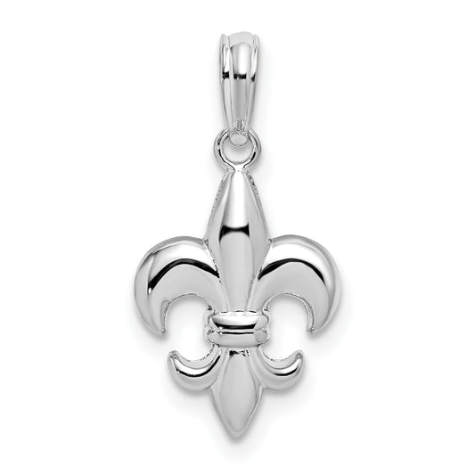 Sterling Silver De-Ani Rhodium-Plated Polished Fleur De Lis Pendant