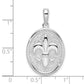 Sterling Silver De-Ani Rhodium-Plated Polished And Textured Fleur De Lis Oval Pendant