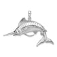 Sterling Silver De-Ani Rhodium-Plated Polished And Satin 3D White Marlin Pendant