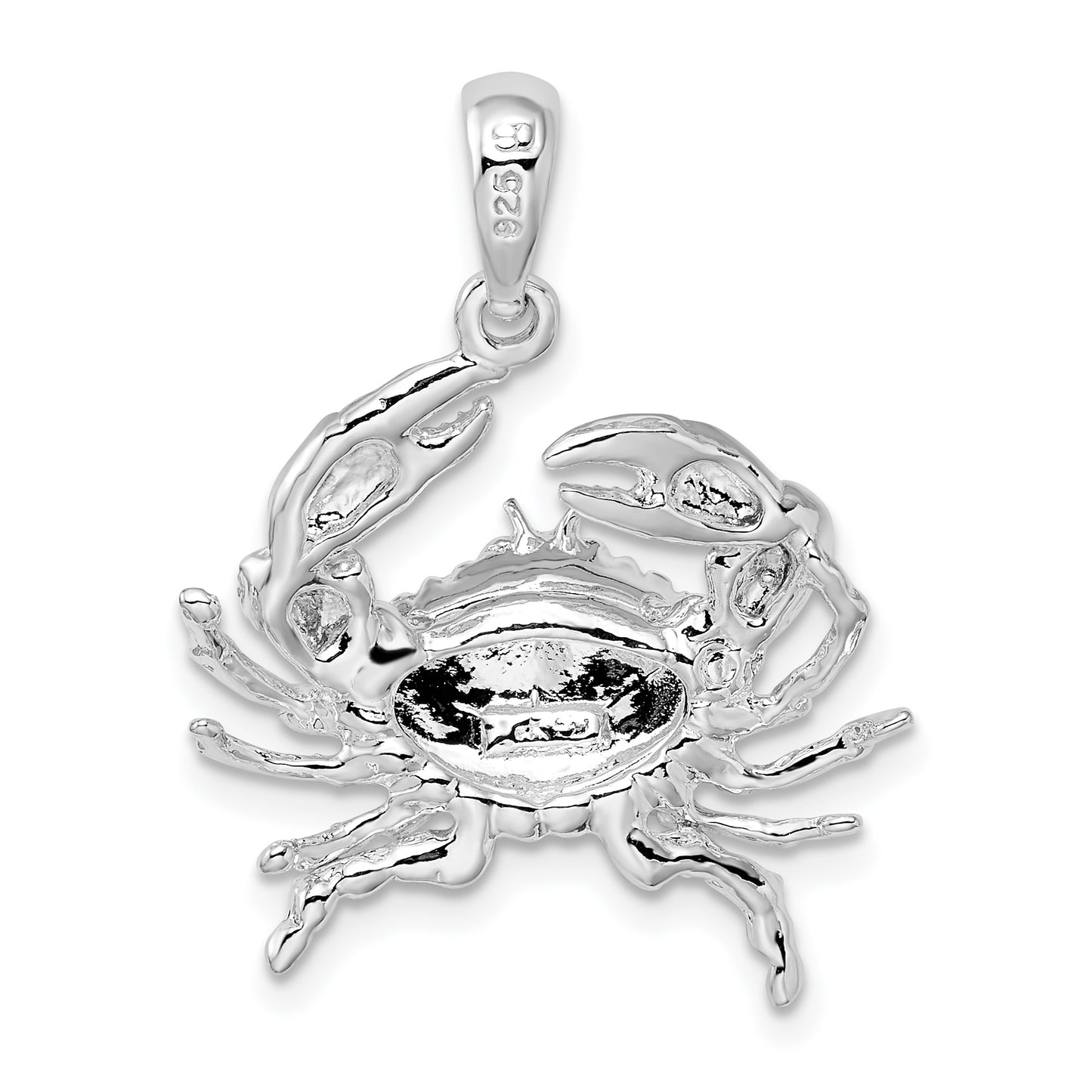 Sterling Silver De-Ani Rhodium-Plated Polished Stone Crab Pendant