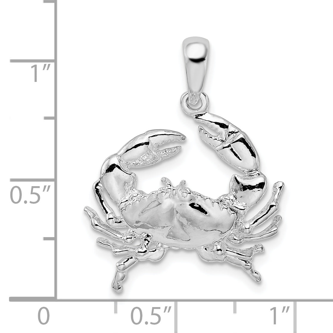 Sterling Silver De-Ani Rhodium-Plated Polished Stone Crab Pendant