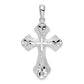 Sterling Silver De-Ani Rhodium-Plated Diamond-Cut Fleur De Lis Cross Pendant