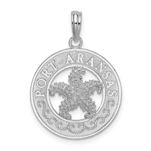 Sterling Silver De-Ani Rhodium-Plated Port Aransas Circle With Starfish Pendant