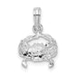 Sterling Silver De-Ani Rhodium-Plated Polished Blue Crab Pendant