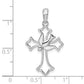 Sterling Silver De-Ani Rhodium-Plated Cut-Out Fleur De Lis Cross With Dove Pendant