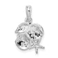 Sterling Silver De-Ani Rhodium-Plated Polished Shell Cluster Pendant