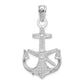 Sterling Silver De-Ani Rhodium-Plated Polished Anchor With Starfish Pendant