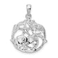 Sterling Silver De-Ani Rhodium-Plated Polished Cut-Out Shell Cluster Pendant