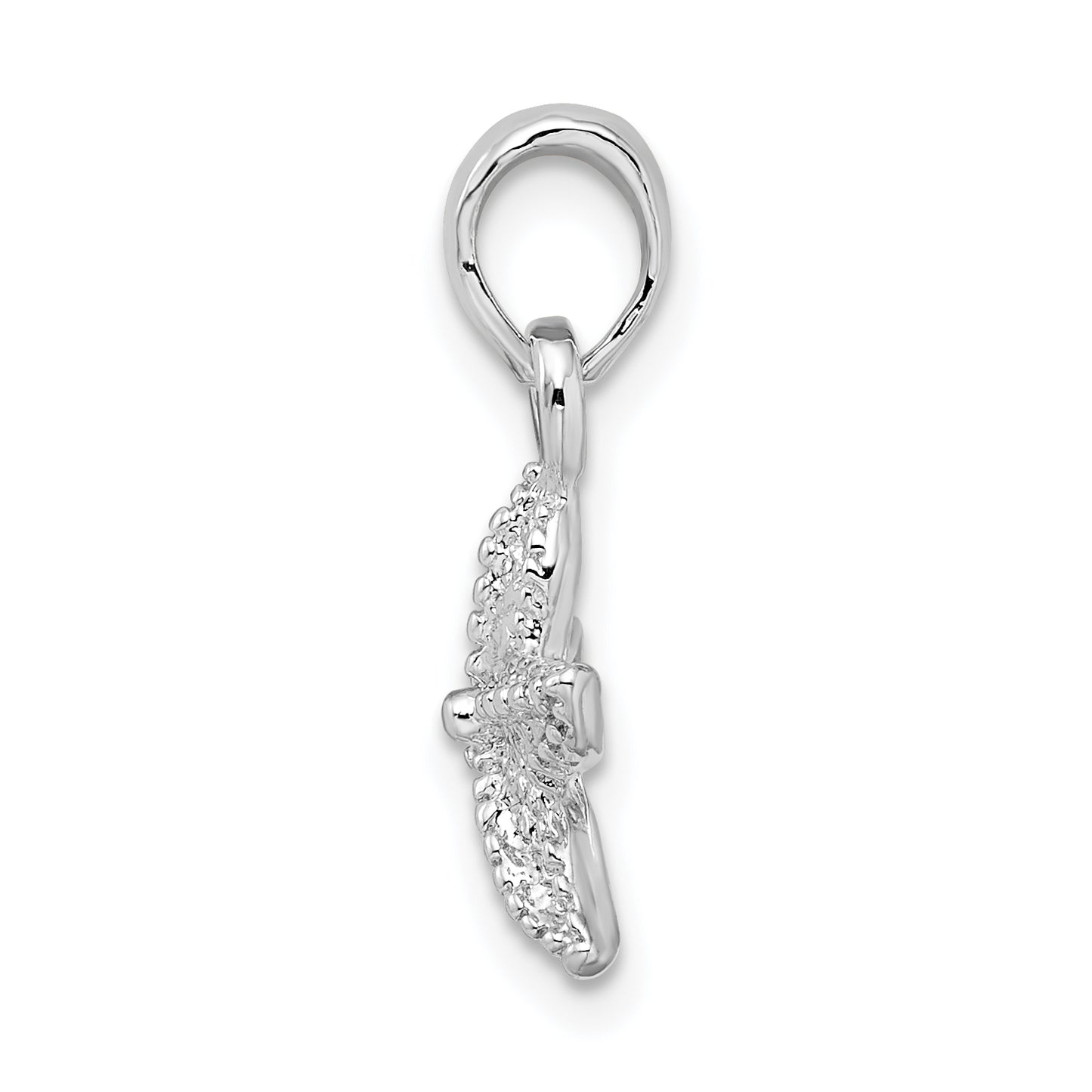 Sterling Silver De-Ani Rhodium-Plated Polished Starfish Pendant