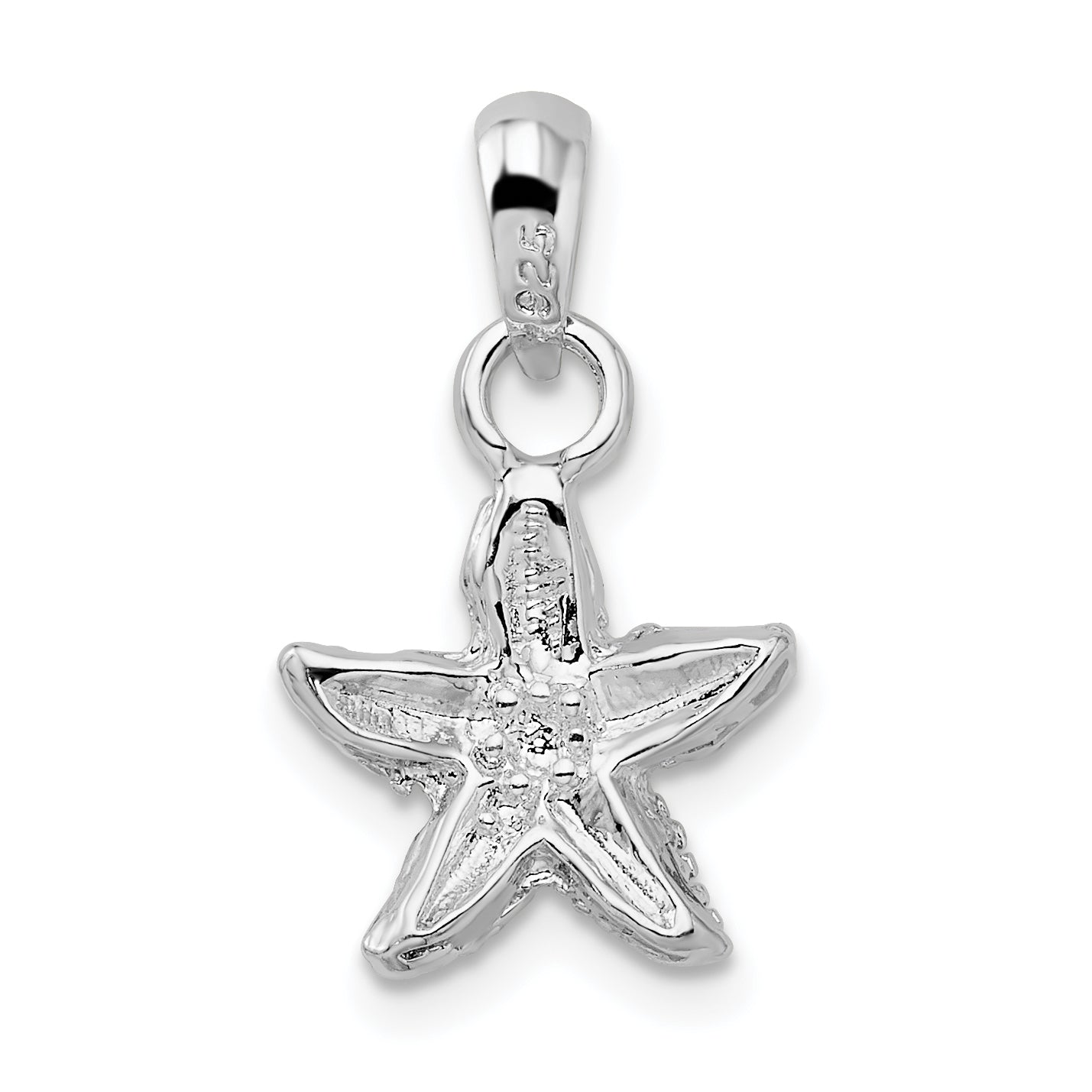 Sterling Silver De-Ani Rhodium-Plated Polished Starfish Pendant