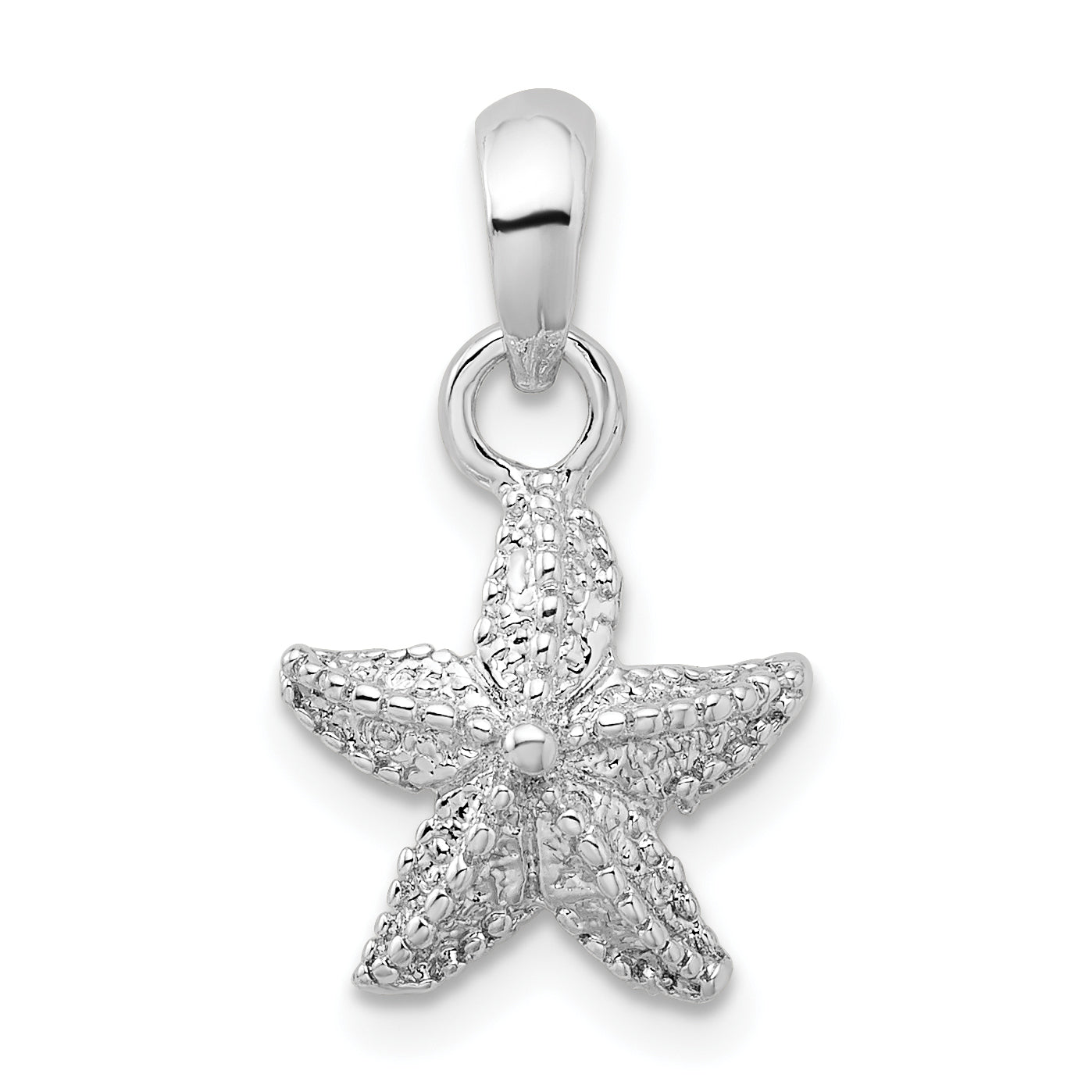 Sterling Silver De-Ani Rhodium-Plated Polished Starfish Pendant