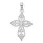 Sterling Silver De-Ani Rhodium-Plated Polished Fancy Filigree With Beaded Center Cross Pendant