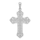 Sterling Silver De-Ani Rhodium-Plated Polished Filigree Fleur De Lis Cross Pendant