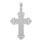 Sterling Silver De-Ani Rhodium-Plated Polished Filigree Fleur De Lis Cross Pendant