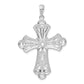 Sterling Silver De-Ani Rhodium-Plated Polished Filigree Bead Edge Fleur De Lis Cross Pendant