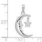 Sterling Silver De-Ani Rhodium-Plated Moveable Polished Crescent Moon With Star Pendant