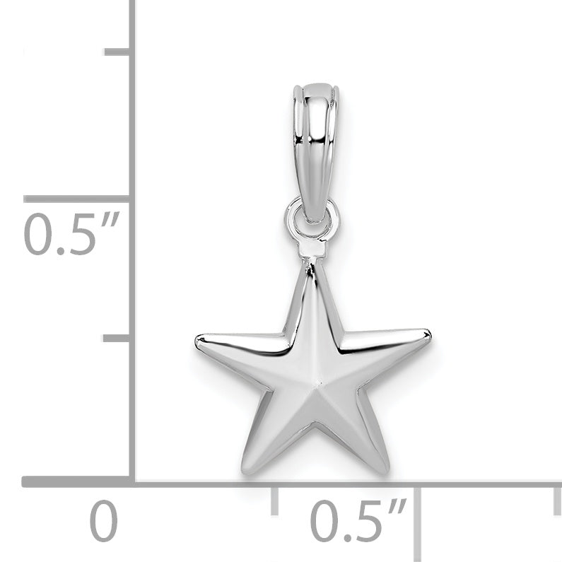 Sterling Silver De-Ani Rhodium-Plated Polished 3D Star Pendant