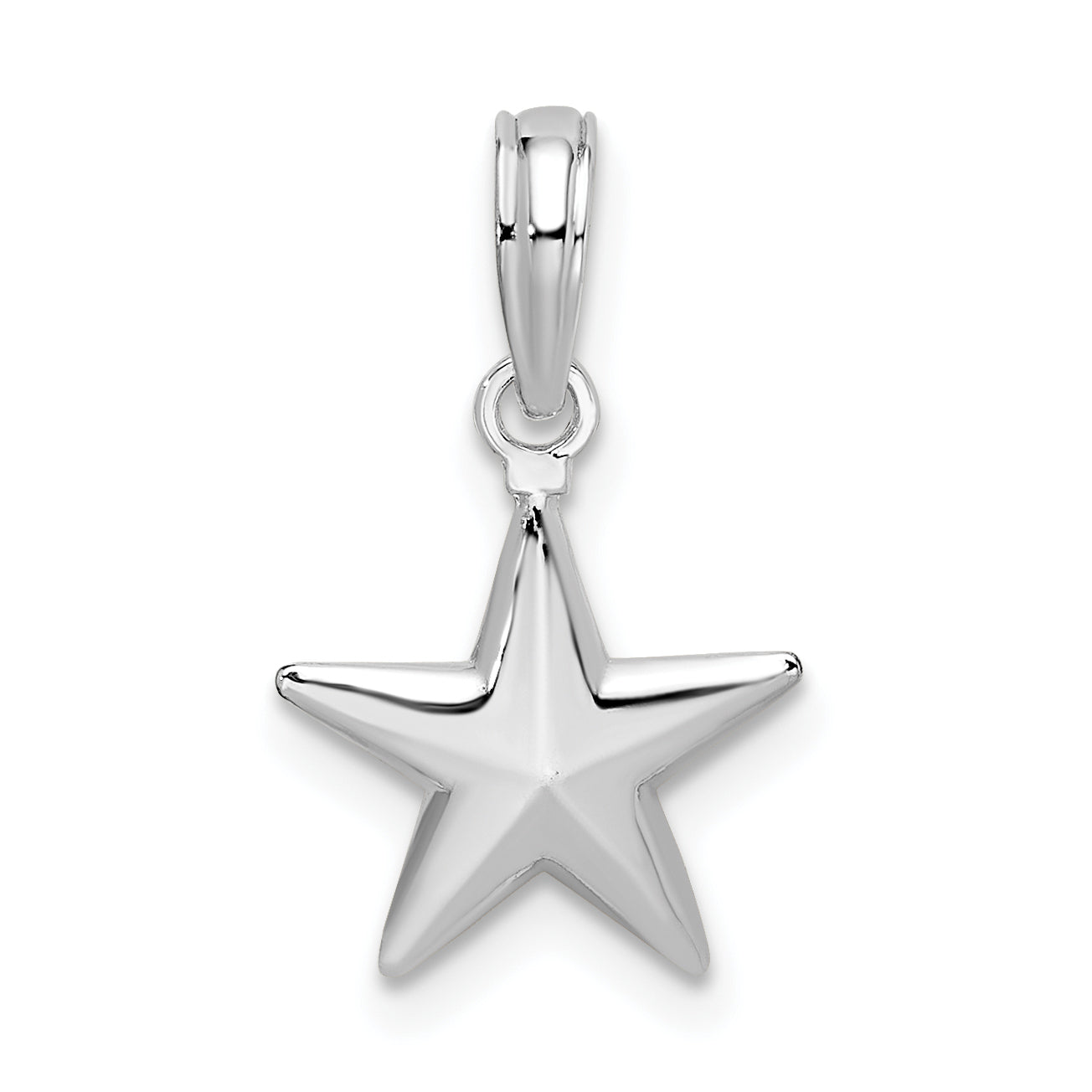 Sterling Silver De-Ani Rhodium-Plated Polished 3D Star Pendant