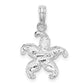 Sterling Silver De-Ani Rhodium-Plated Polished Puffed Starfish Pendant