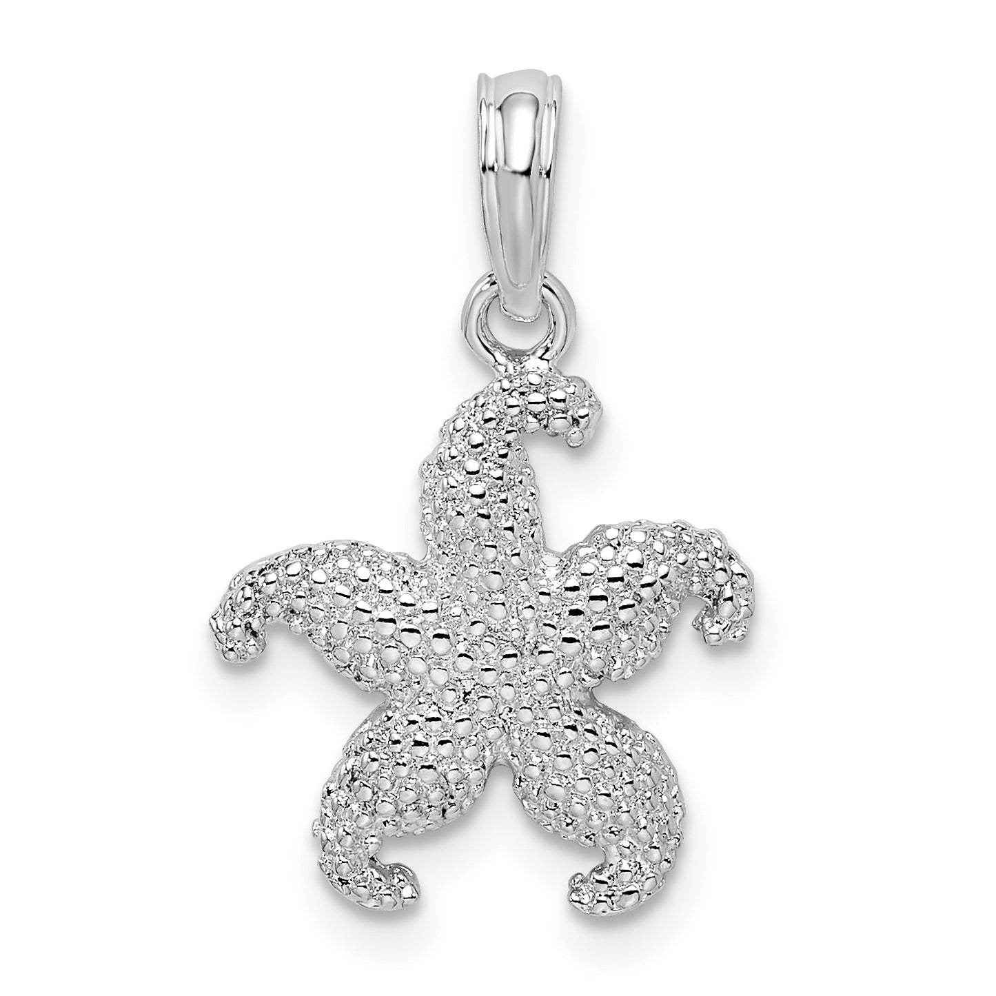 Sterling Silver De-Ani Rhodium-Plated Polished Puffed Starfish Pendant