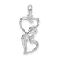 Sterling Silver De-Ani Rhodium-Plated Polished Double Hearts Filigree Pendant