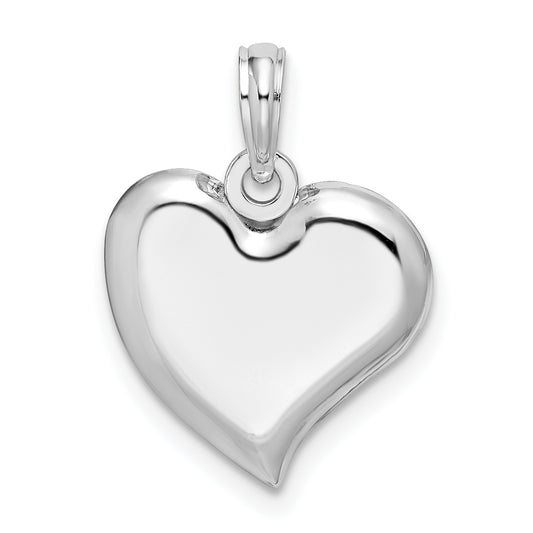 Sterling Silver De-Ani Rhodium-Plated Polished Teardrop Heart Pendant