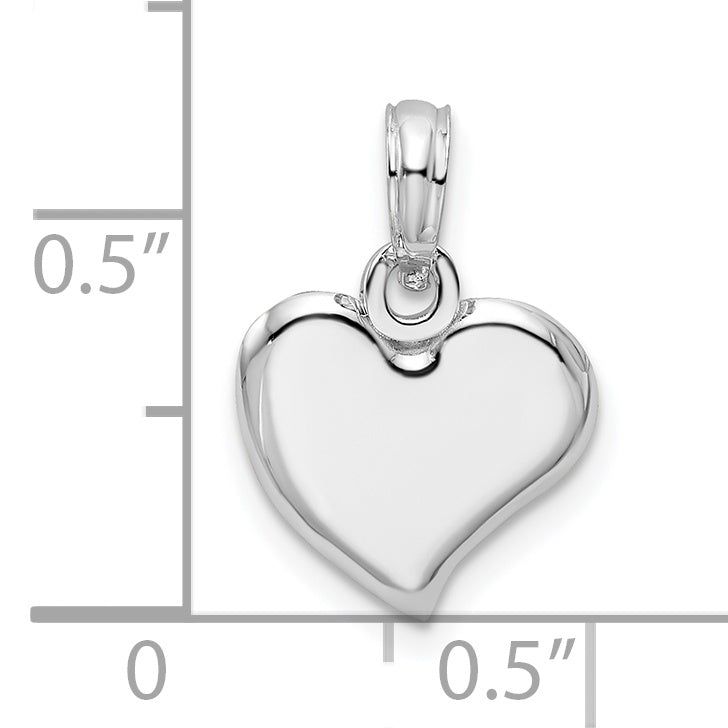 Sterling Silver De-Ani Rhodium-Plated Polished Small Teardrop Heart Pendant