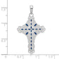 Sterling Silver De-Ani Rhodium-Plated Polished Enameled Filigree Cross Pendant