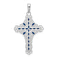 Sterling Silver De-Ani Rhodium-Plated Polished Enameled Filigree Cross Pendant