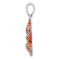 Sterling Silver De-Ani Rhodium-Plated Enameled Orange Starfish Pendant